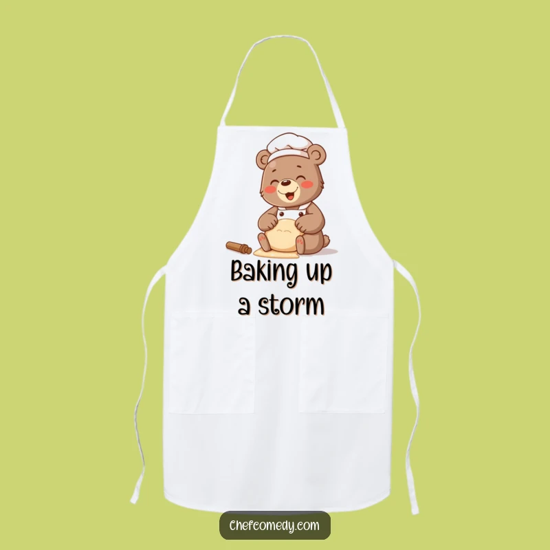 Funny Bear Chef Dough Apron: Bake with Giggles, Cozy Kitchen, Perfect Funny Gift