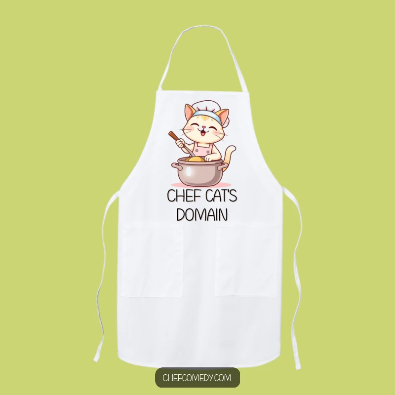Funny Kawaii Cat Chef Apron - Stirring Giant Pot - Adorable Culinary Wear