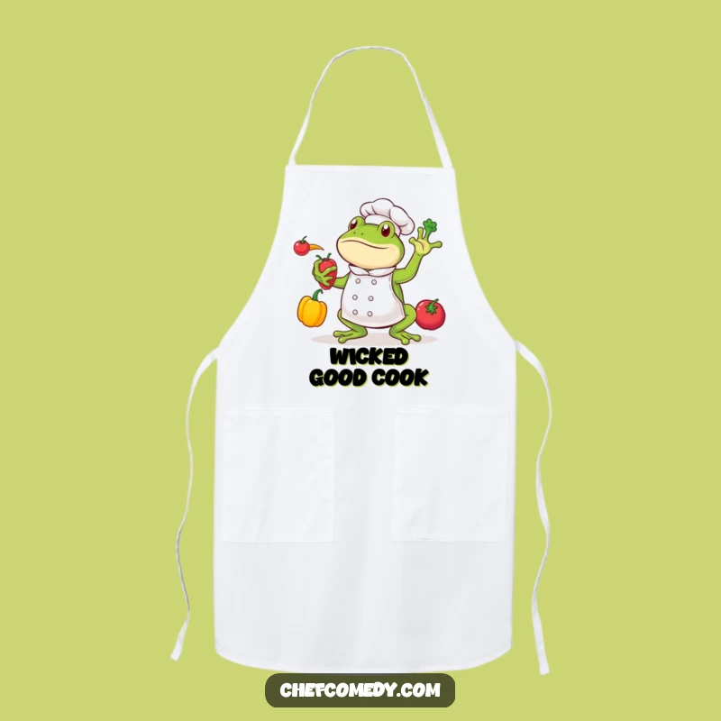 Funny Frog Chef Apron: Juggling Veggies for Hilarious Kitchen Protection