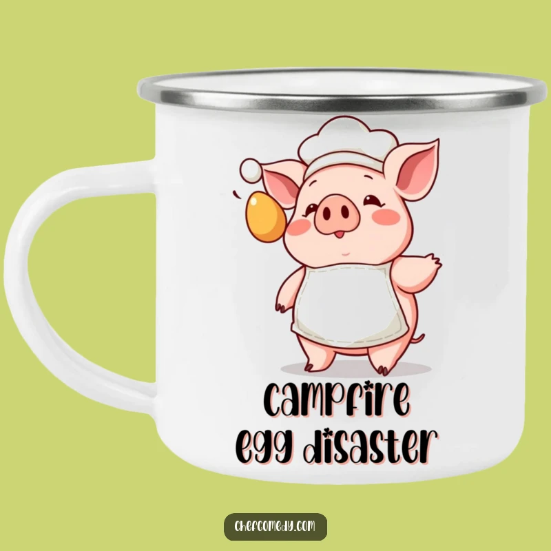 Adventure-Ready Funny Pig Chef Camping Mug: Kawaii Egg Surprise for the Trail