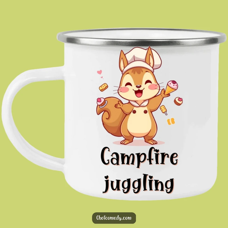 Funny Kawaii Squirrel Chef Camping Mug: Energetic Outdoor Sips, Hilarious Gift for Bakers!