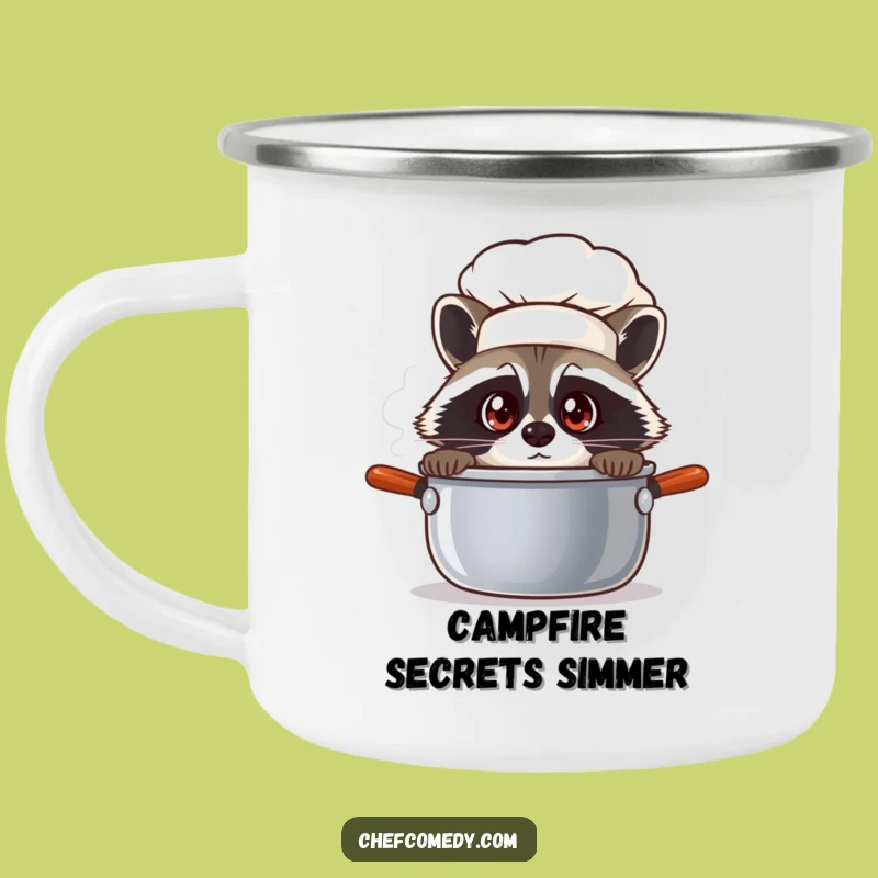 Funny Raccoon Chef Enamel Mug - Adventure-Ready Kitchen Curiosity