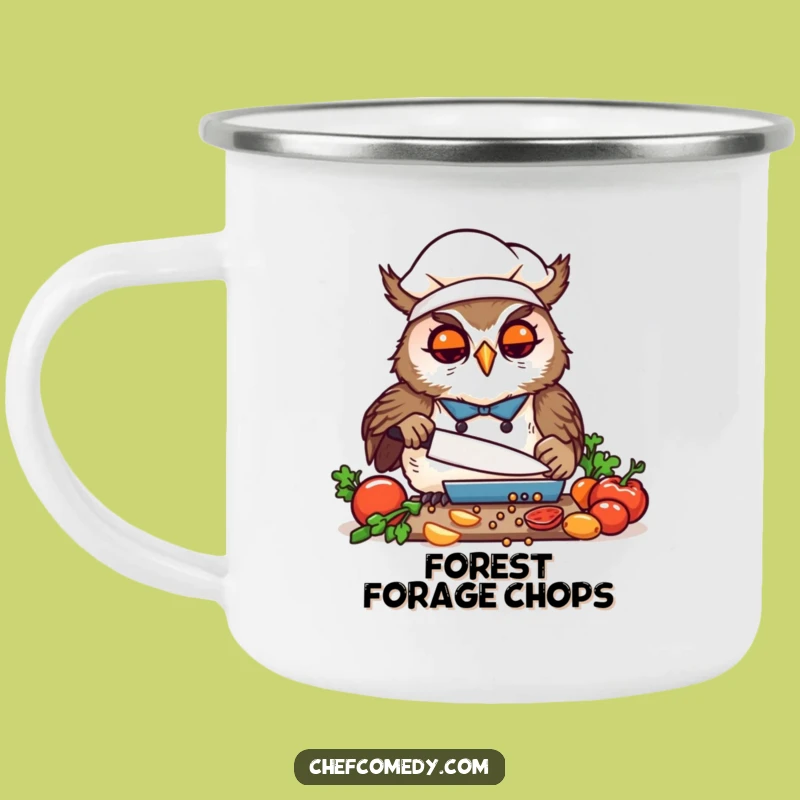 Funny Kawaii Owl Chef Camp Mug: Enjoy Your Brew with Focused Culinary Vibes