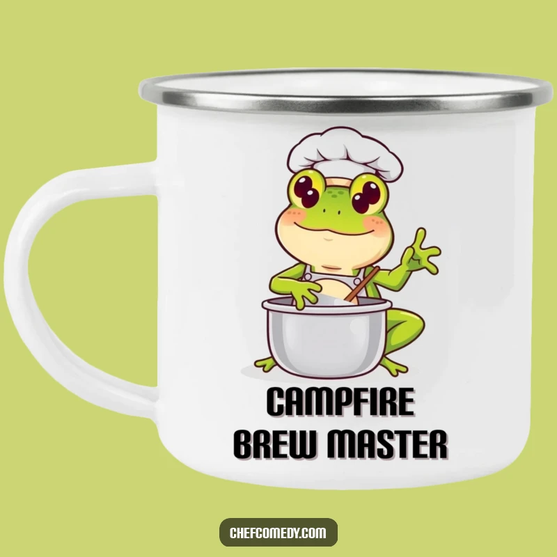 Funny Kawaii Frog Chef Camping Mug: Outdoor Cooking Fun, Hilarious Gift for Campers!