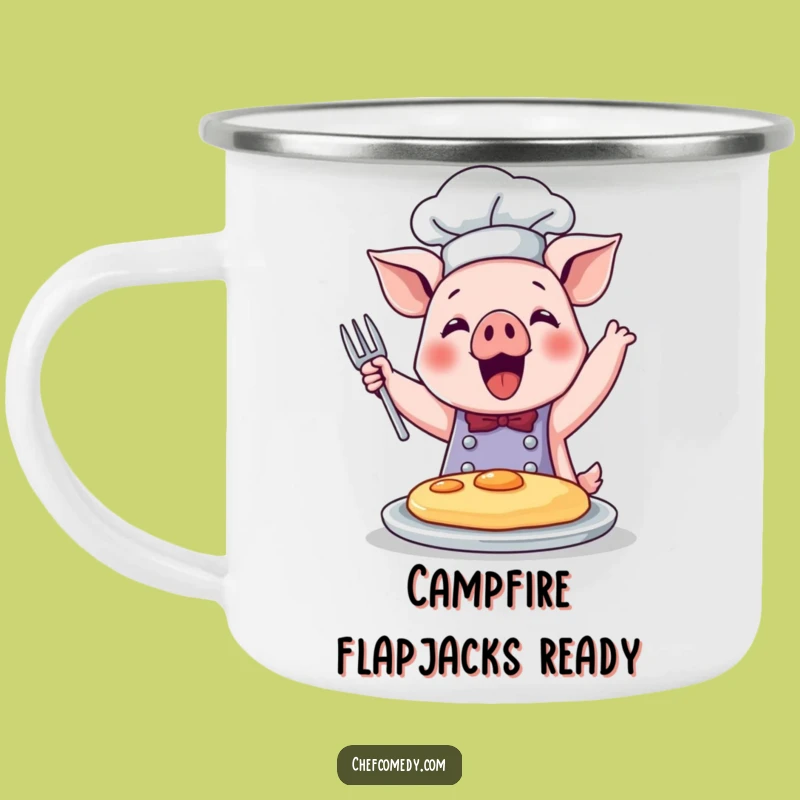 Funny Pig Chef Pancake Camping Mug: Breakfast Adventure, Joyful Flipping, Perfect Funny Gift