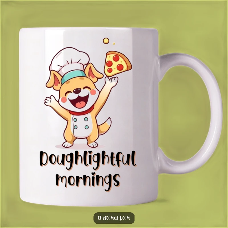 Funny Dog Chef Tossing Pizza Dough Mug - Perfect Gift for Pizza Lovers