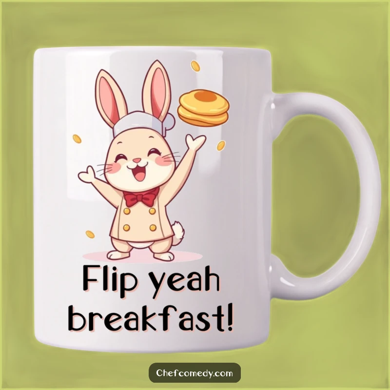 Funny Chef Rabbit Pancake Mug: Breakfast Fun for Coffee Lovers, Perfect Funny Gift