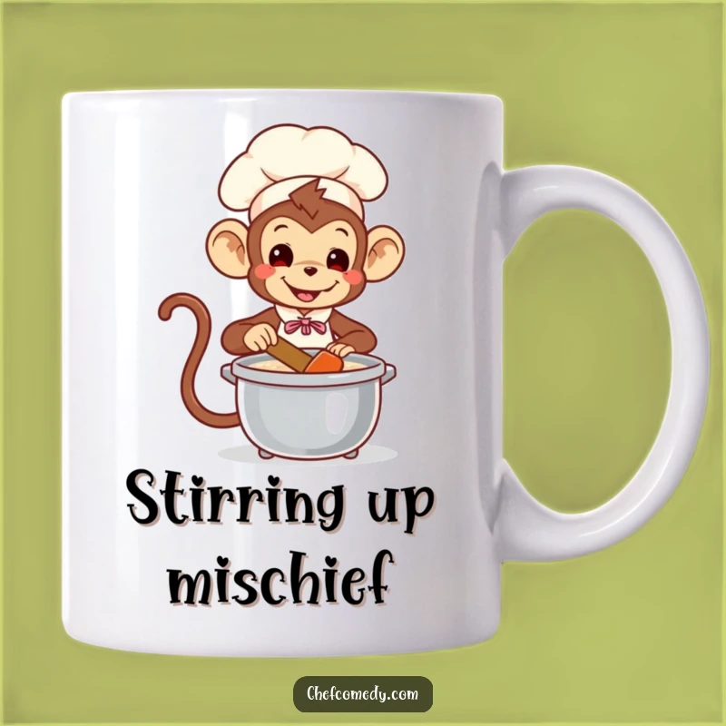 Funny Monkey Chef Mug: Playful Stirrer of Pot, Perfect Chef Fun Gift