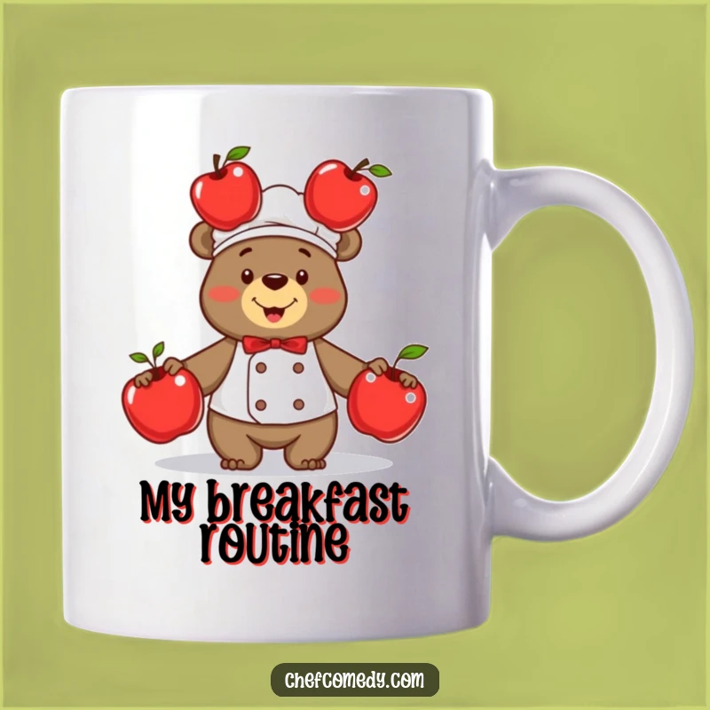 Funny Bear Chef Juggling Apples Mug - Perfect Gift for Foodie Friends
