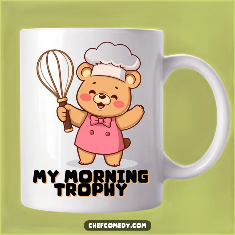 Funny Kawaii Bear Chef Trophy Mug, A Victorious Gift for Culinary Champions