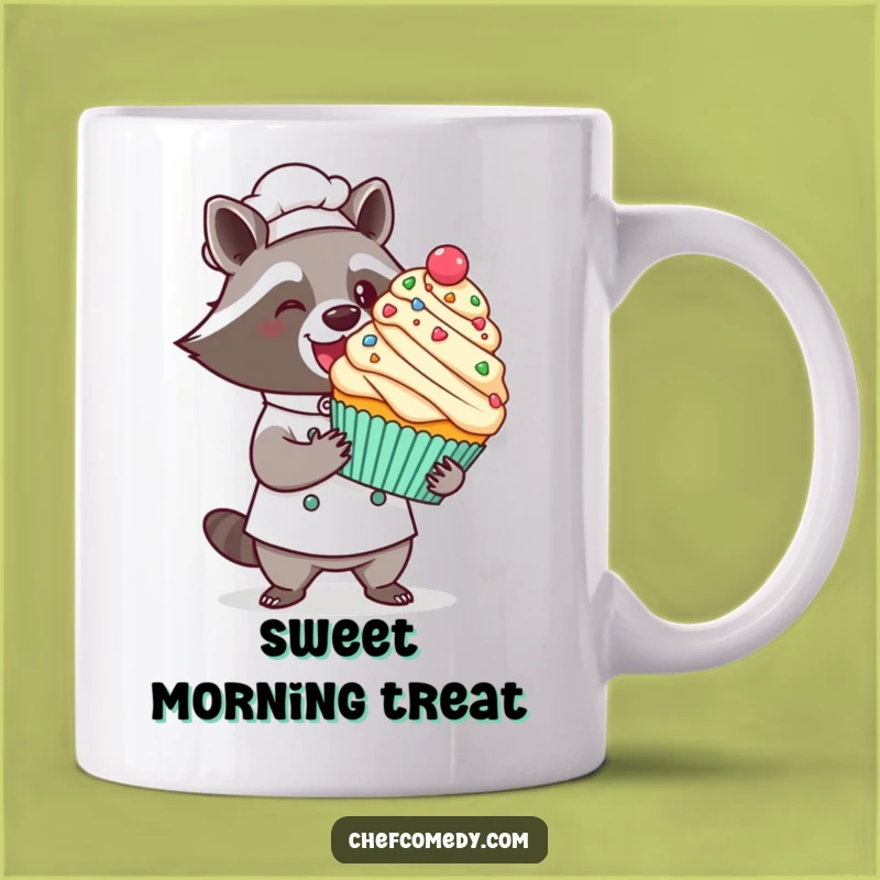 Funny Kawaii Raccoon Chef Mug: Cupcake Presentation, Perfect Chef Gift