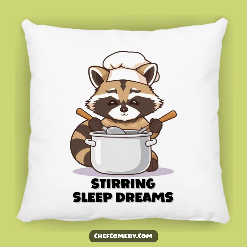 Comforting Funny Raccoon Chef Pillow: Snuggle with Culinary Fun