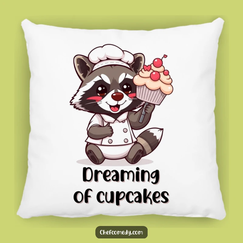 Funny Kawaii Raccoon Chef Pillow: Cozy Comfort with a Baking Theme, Perfect Gift!