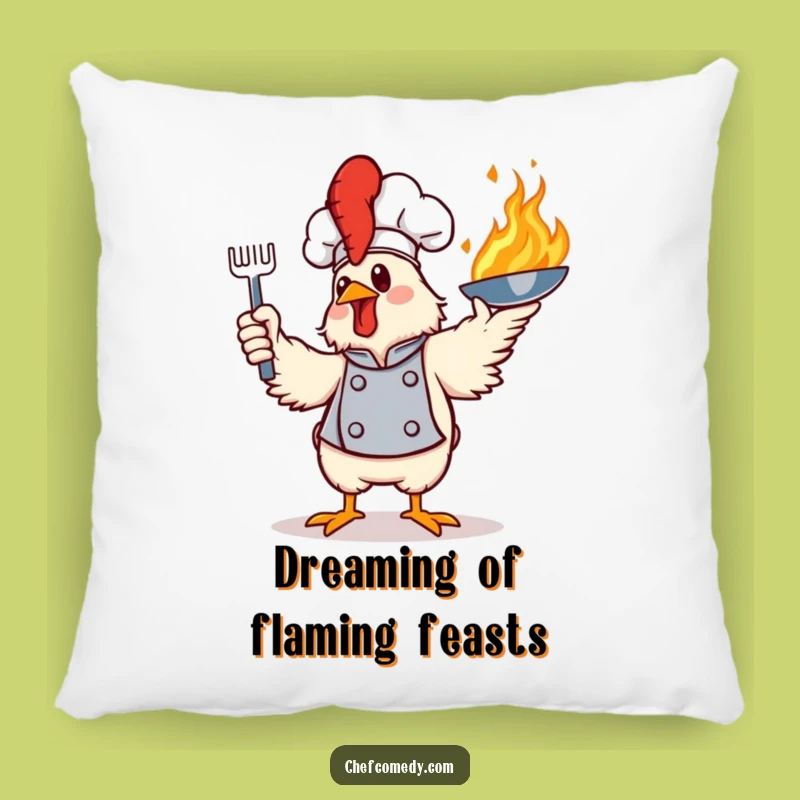Funny Chicken Chef Flaming Pillow - Cozy & Hilarious Kitchen Decor