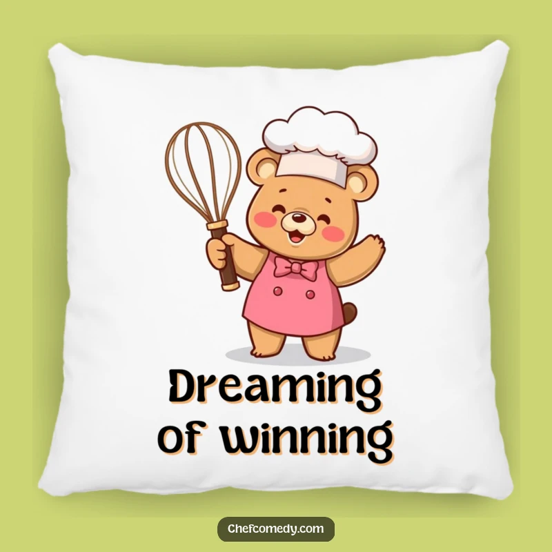 Funny Kawaii Bear Chef Trophy Pillow: Cuddle Up with Culinary Accomplishment