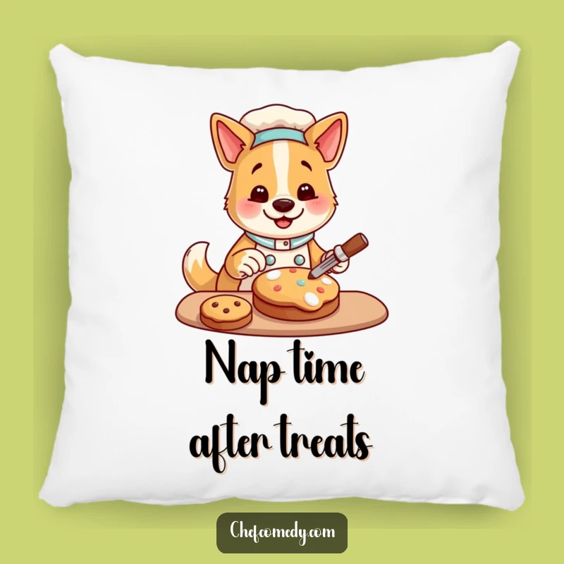Funny Dog Chef Pillow: Happy Cookie Decorating Character, Comfy Funny Gift for Bakers