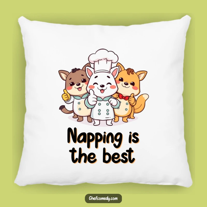 Funny Animal Chefs Pillow: Comfy Cushion with Group Thumbs Up Design