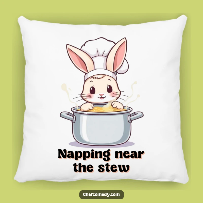 Funny Rabbit Chef Peeking Pot Pillow - Soft & Whimsical Decor Gift