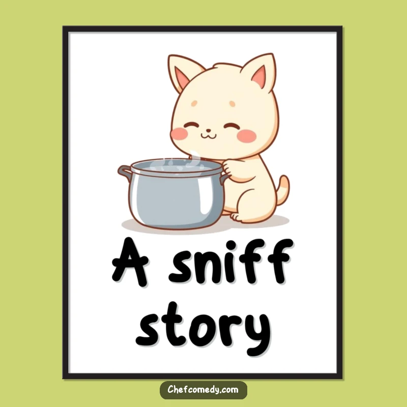 Funny Kawaii Animal Digital Print - Humorous Wall Art for Food Lovers