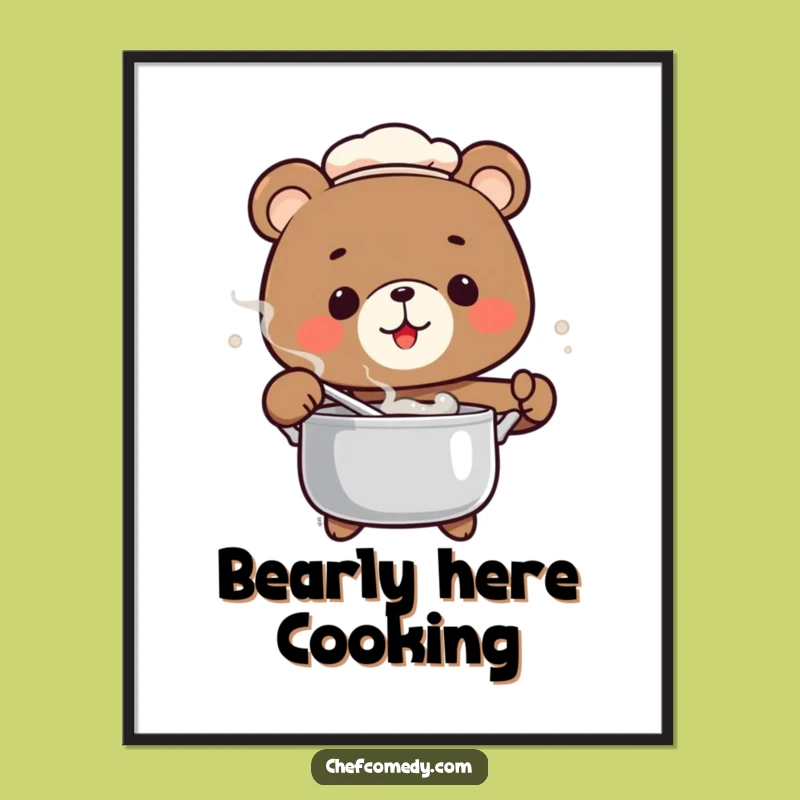 Funny Bear Chef Digital Art: Instant Culinary Laughs, Perfect Downloadable Gift!