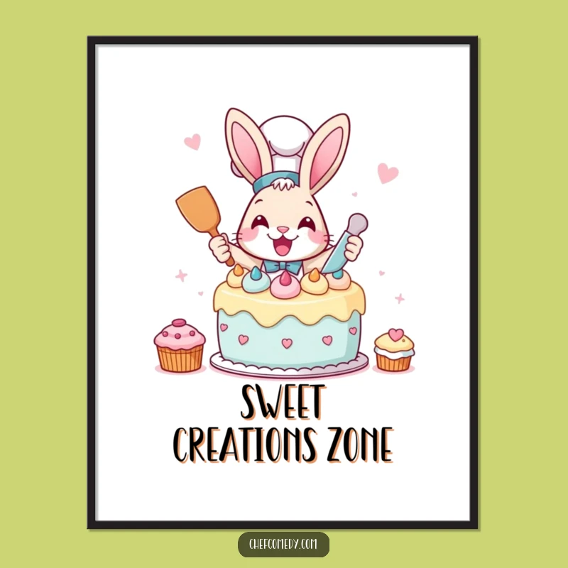 Funny Rabbit Chef Digital Art: Instant Baking Smiles, Perfect Downloadable Gift!