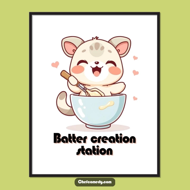 Funny Whisking Animal Batter Digital Art: Instant Baking Decor