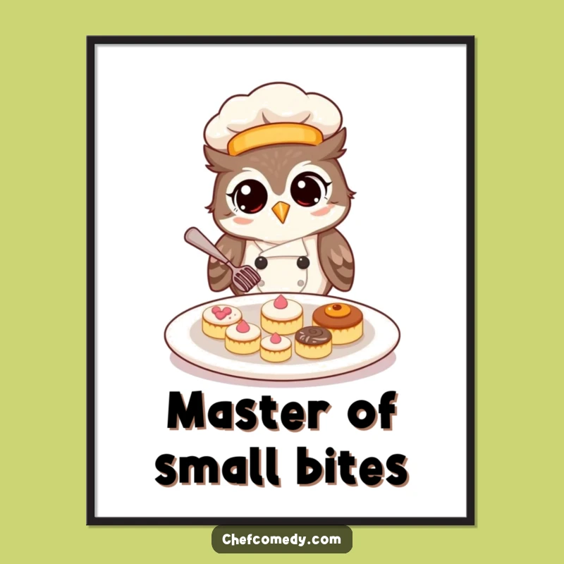 Funny Owl Chef Pastry Digital Art Print: Instant Wise Decor