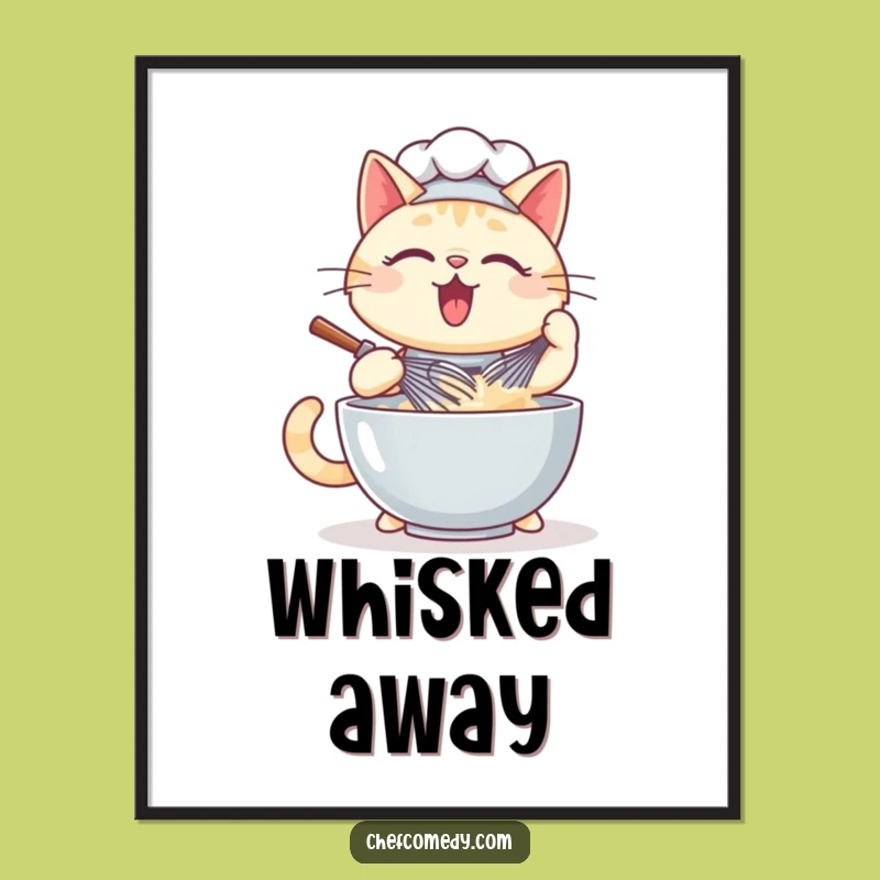 Funny Kawaii Cat Chef Digital Art - Culinary Cat Print Gift