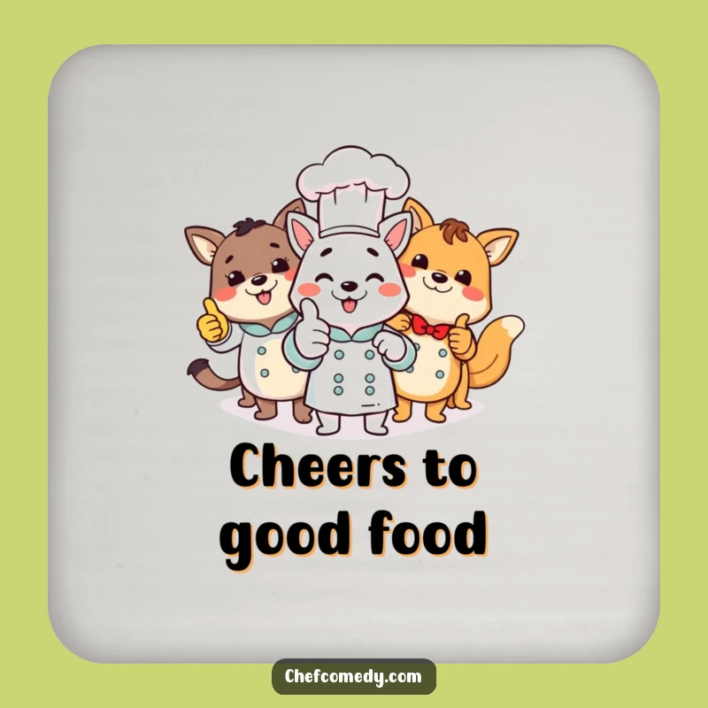 Funny Animal Chefs Coasters: Protect Surfaces with Thumbs Up Art
