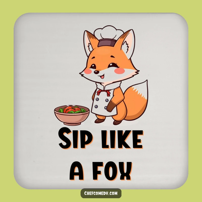 Funny Fox Chef Coaster: Triumphant Dish Art, a Small but Funny Gift for Tables
