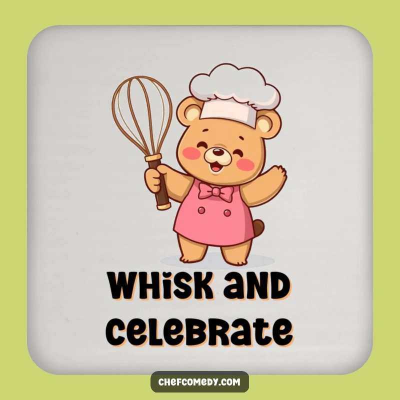 Funny Kawaii Bear Chef Trophy Coaster: Protect Surfaces with Winning Style