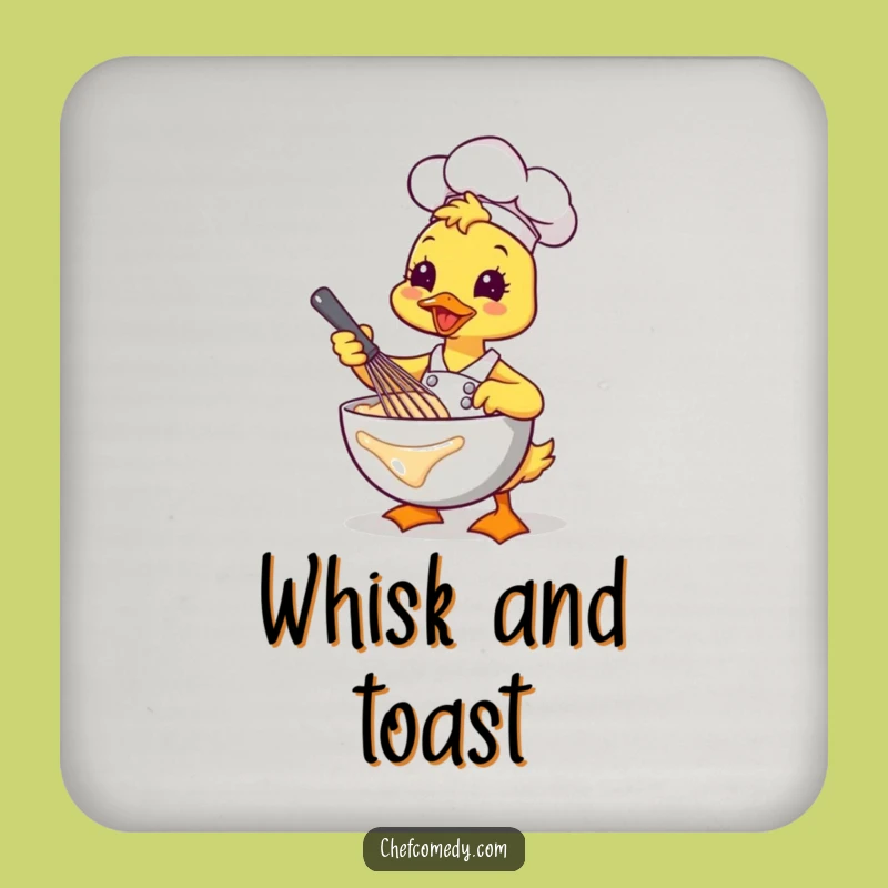 Funny Kawaii Duck Chef Whisking Coaster: Protect Surfaces with Baking Charm