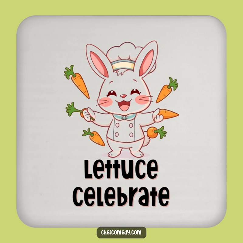 Funny Rabbit Chef Coaster: Juggling Veggies Charm, Hilarious Table Protection