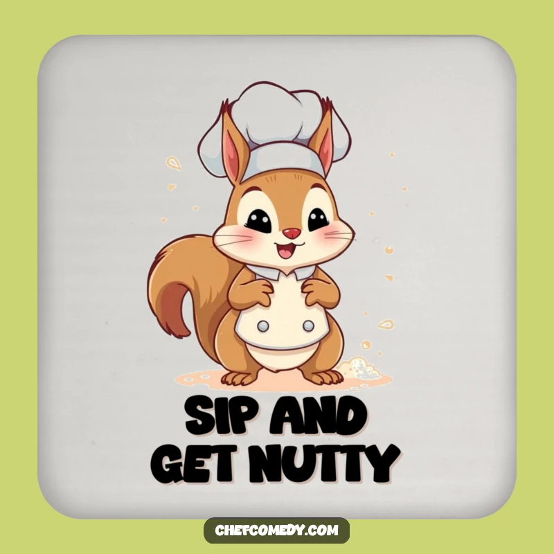 Funny Squirrel Chef Coasters - Protect Surfaces with Culinary Comedy