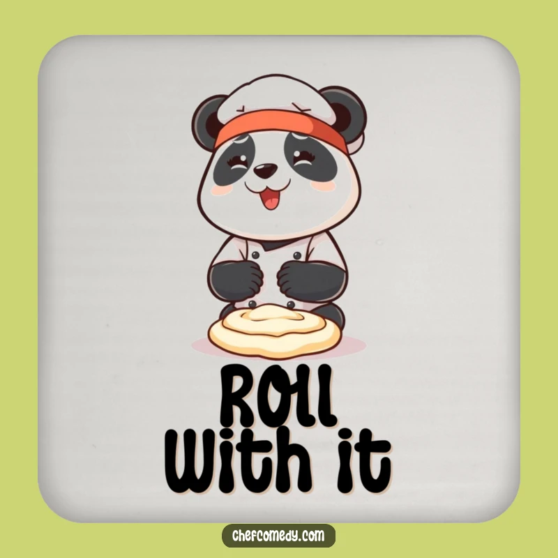 Funny Panda Chef Coaster: Joyful Dough Maker, Hilarious Table Protection