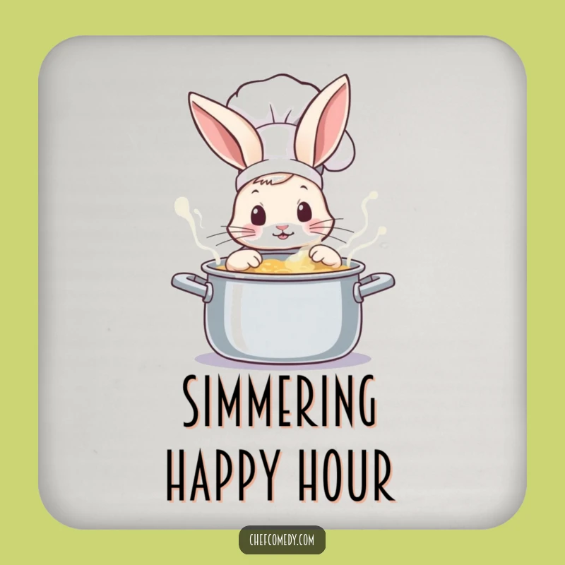 Funny Rabbit Chef Peeking Pot Drink Coaster - Protect Surfaces with Charm Gift