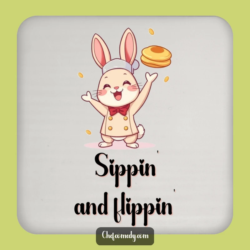 Funny Chef Rabbit Pancake Coaster: Breakfast Surface Saver, Perfect Funny Gift