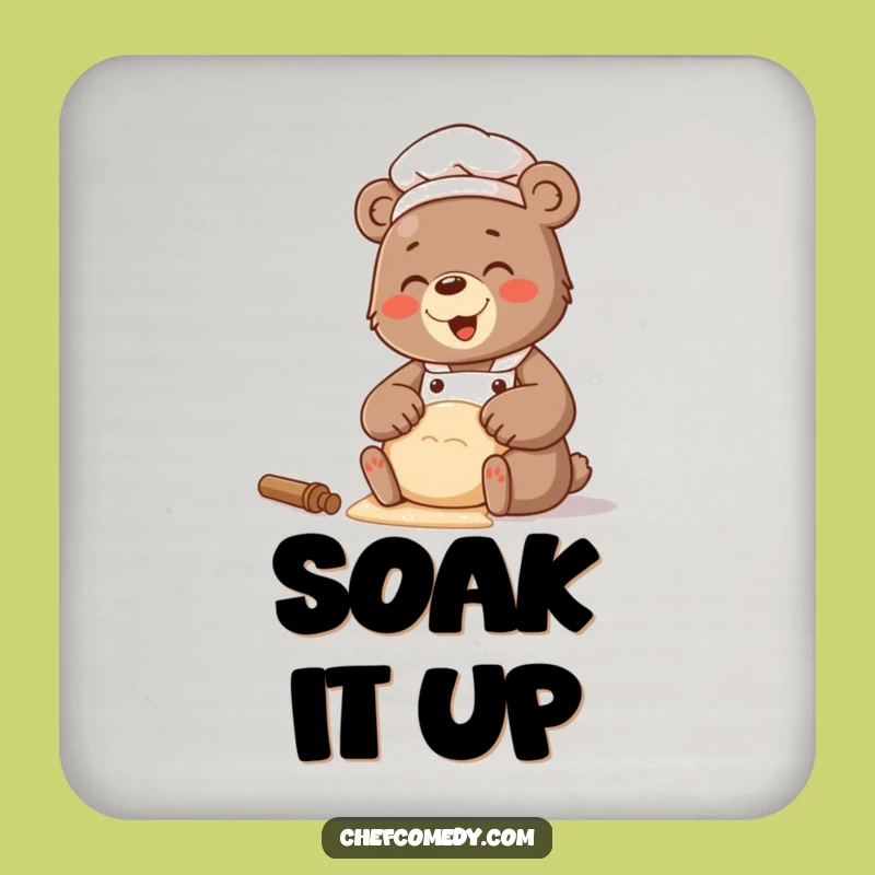 Funny Bear Chef Dough Coaster: Protect Surfaces, Giggling Baker, Perfect Funny Gift