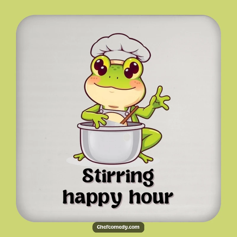Funny Kawaii Frog Chef Drink Coaster: Protect Surfaces with Culinary Charm, Great Gift!