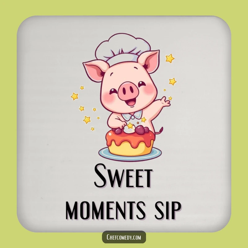 Funny Pig Chef Coaster: Dessert Star Protection, a Small but Funny Gift for Tables