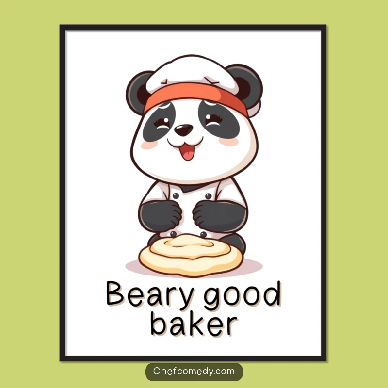 Funny Panda Chef Poster: Joyful Dough Kneader, Hilarious Kitchen Wall Art