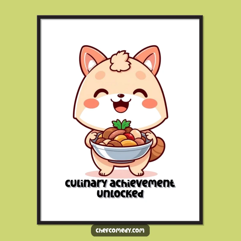 Funny Proud Chef Animal Dish Poster: Decorate with Culinary Triumph