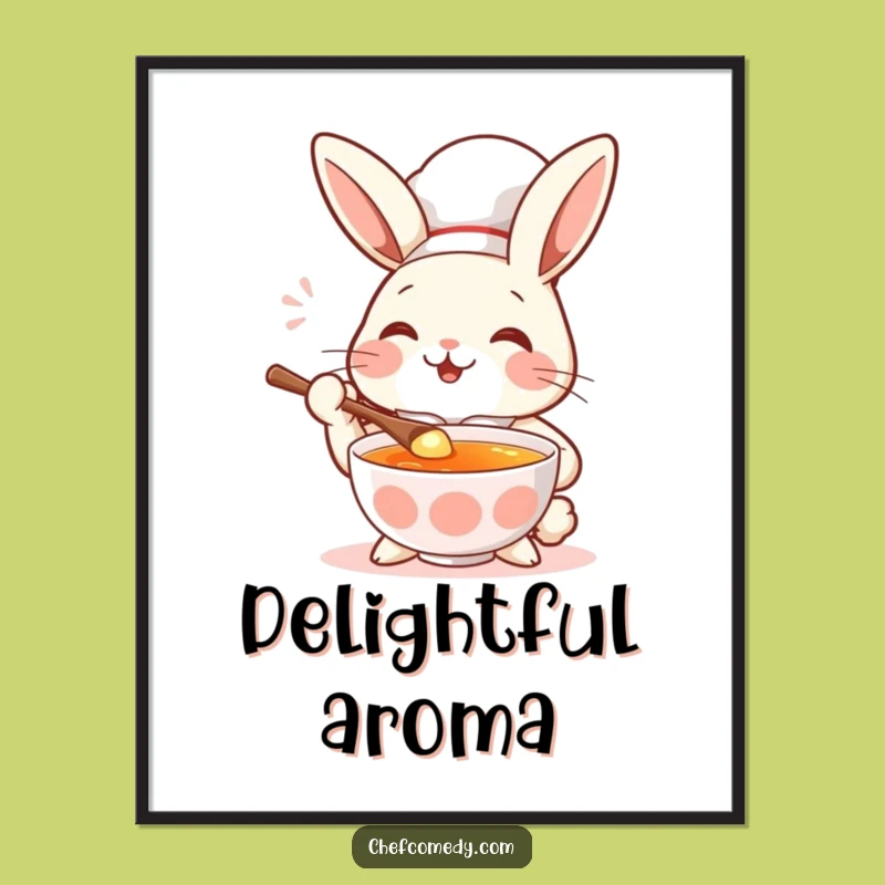 Funny Rabbit Chef Soup Poster - Hilarious Art for Food Lovers' Walls!