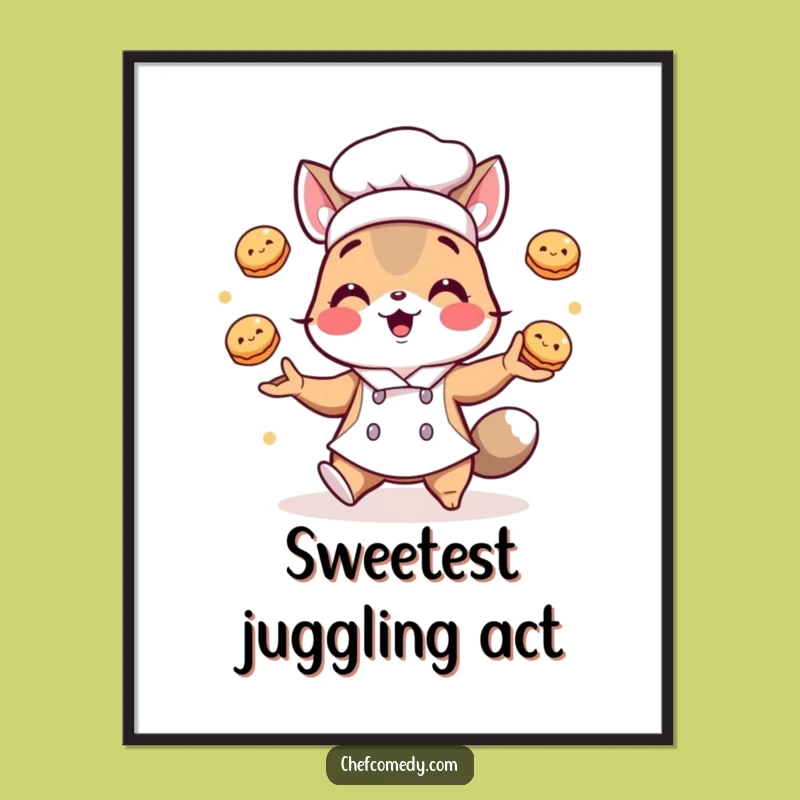 Funny Chef Animal Pastry Poster: Whimsical Wall Art for Kitchens and Cafes