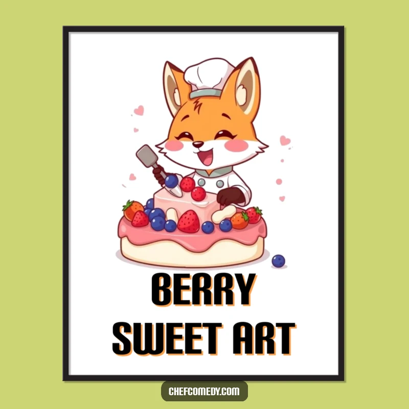 Funny Fox Chef Cake Decorating Poster - Hilarious Animal Art for Your Kitchen!