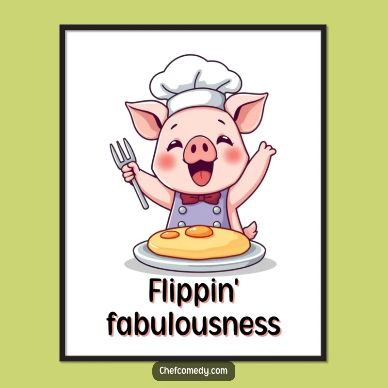 Funny Pig Chef Pancake Poster: Joyful Art, Breakfast Bliss, Perfect Funny Gift