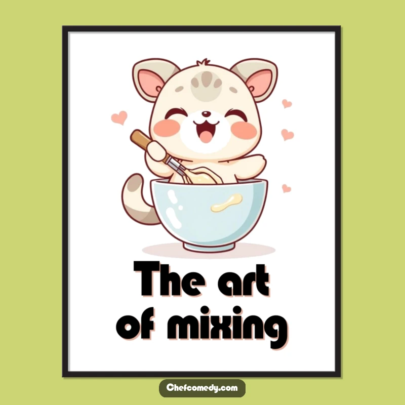 Funny Whisking Animal Batter Poster: Decorate with Baking Joy