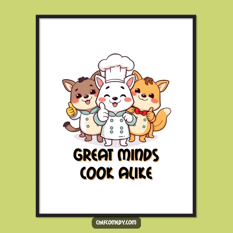 Funny Animal Chefs Poster: Group Thumbs Up Art for Kitchen Walls