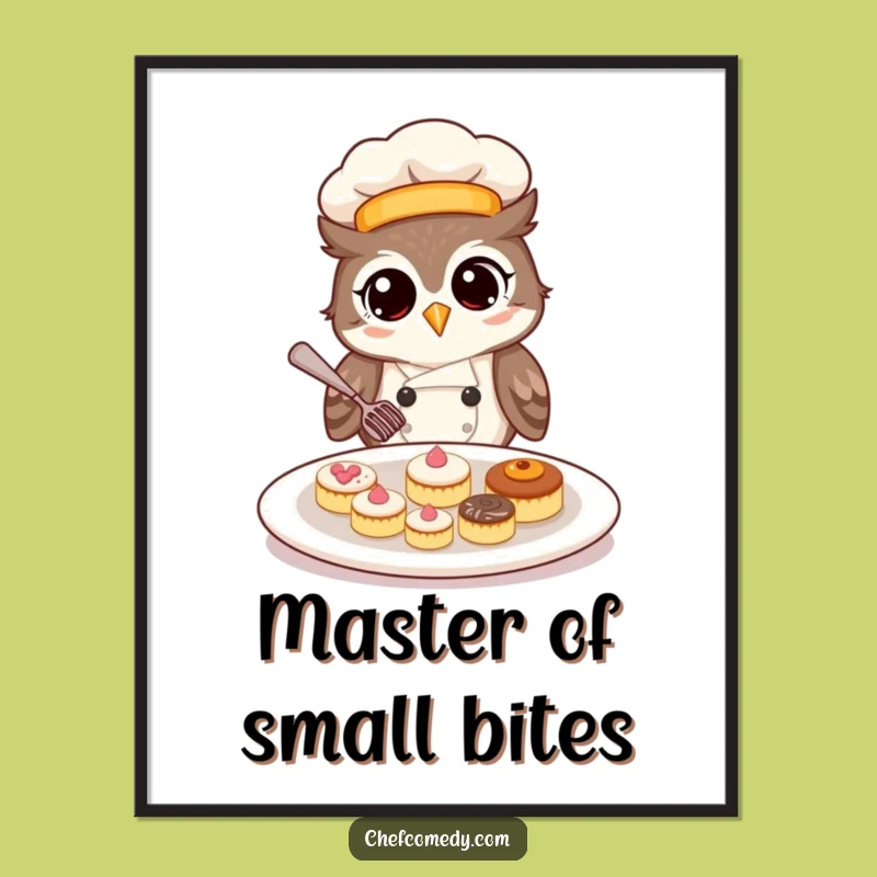 Funny Owl Chef Pastry Art Poster: Wise Decor for Any Kitchen