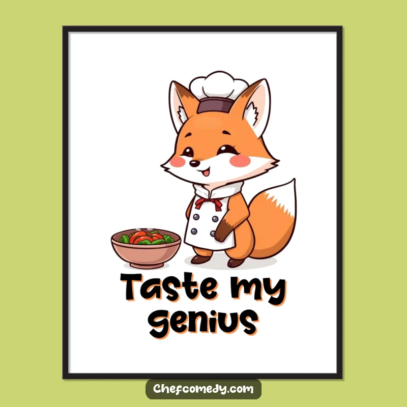 Funny Fox Chef Poster: Triumphant Dish Art, a Bold and Funny Gift for Kitchen Decor